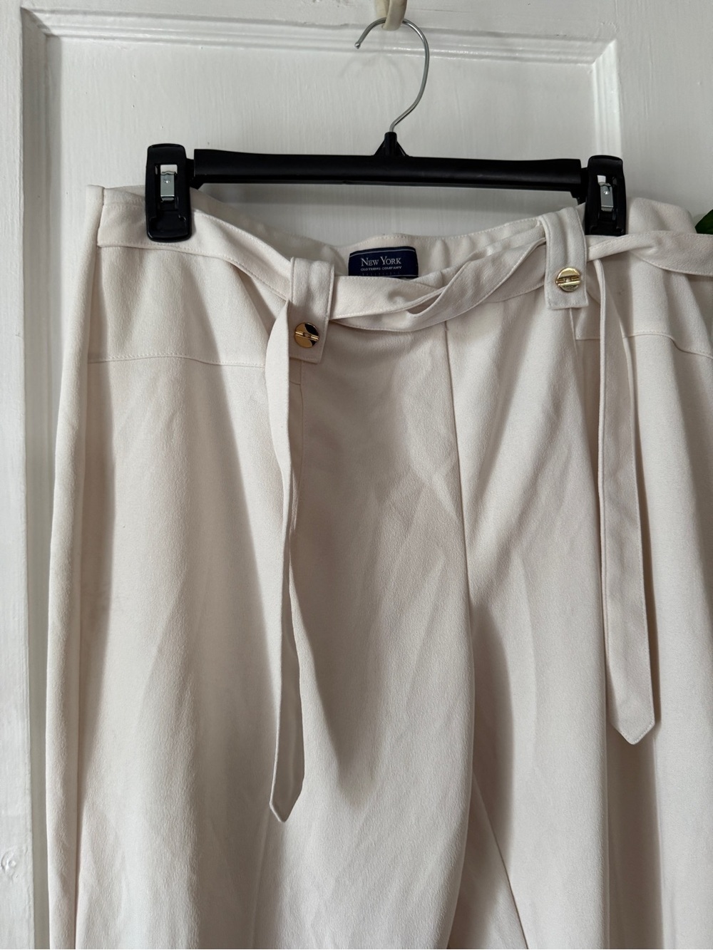 Cream High-Waist Paperbag Tie Pants NEW YORK CLOTHING COMPANY size 16P - Picture 3 of 7